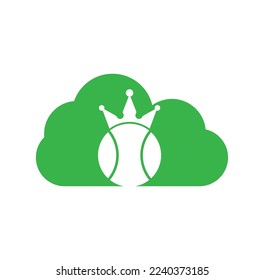 Tennis king vector logo design. Tennis ball and crown icon design template.