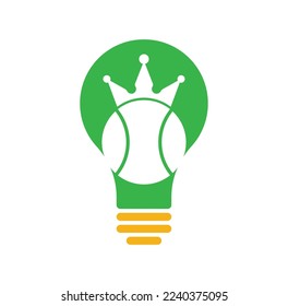 Diseño del logo del vector del rey del tenis. Plantilla de diseño de icono de bola de tenis y corona.