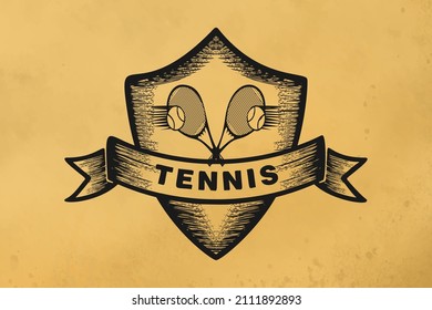 tennis label badge logo design