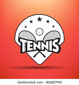 Tennis Label. Black and white vintage logo on colour background
