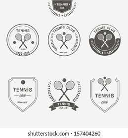 Tennis labels and badges set