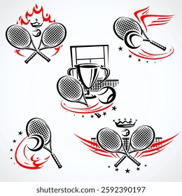 Tennis labels and icon set. Collection icons tennis. Vector