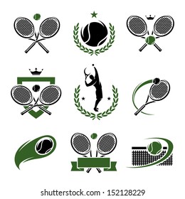 Tennis labels and icons set. Vector