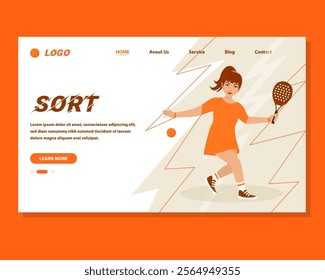 Tennis  landing page design vector