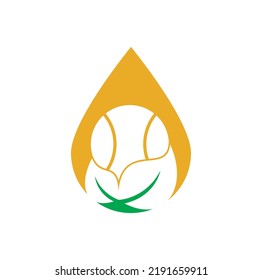 Tennis leaf drop shape concept vector logo design. Game and eco symbol or icon.