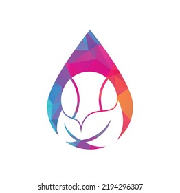 Tennis leaf drop shape concept vector logo design. Game and eco symbol or icon.