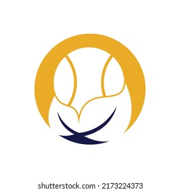 Tennis leaf vector logo design. Game and eco symbol or icon. Unique ball and organic logotype design template.