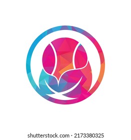 Tennis leaf vector logo design. Game and eco symbol or icon. Unique ball and organic logotype design template.