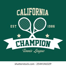 Tennis league collage typography vector illustration, Vector t-shirt and sweat-shirt graphics design, banner , logo, poster