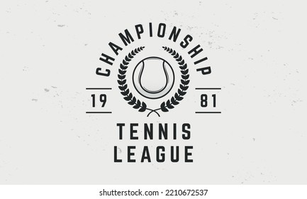 Tennis League Logo Template. Tennis Logo. Tennis Ball With Wheat Wreath Isolated On White Background. Vector Emblem