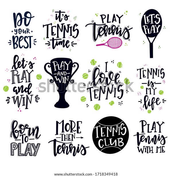 Tennis Lettering Set Hand Drawn Typography Stock Vector (Royalty Free ...