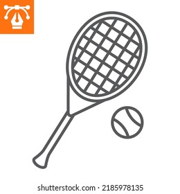 Tennis line icon, outline style icon for web site or mobile app, sport and game, racket with ball vector icon, simple vector illustration, vector graphics with editable strokes.