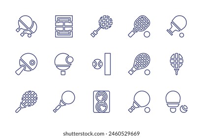 Tennis line icon set. Editable stroke. Vector illustration. Containing tennis, ping pong, paddle, racket, ball, table tennis, court, racket, raquet, competition.