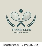 tennis logo, tennis club, two rackets and ball