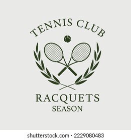 logotipo de tenis, club de tenis, 2 raquetas y pelota