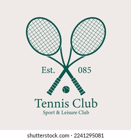 tennis logo, tennis club, two rackets and ball