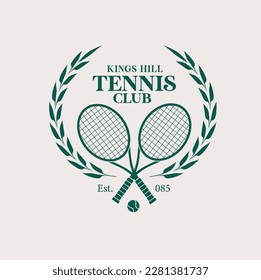 tennis logo, tennis club, two rackets and ball