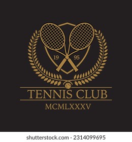 tennis logo, tennis club, two rackets and ball