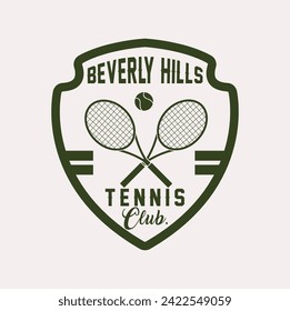 tennis logo, tennis club, two rackets and ball