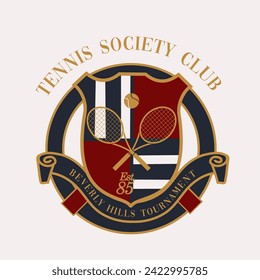 tennis logo, tennis club, two rackets and ball