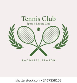 logo de tenis, club de tenis, dos raquetas y pelota