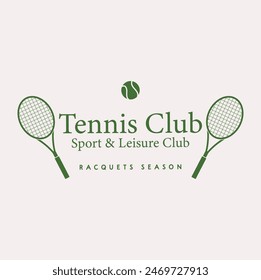 tennis logo, tennis club, two rackets and ball