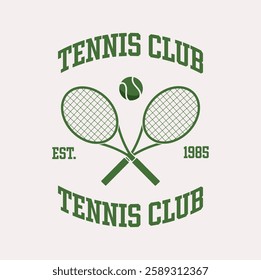 tennis logo, tennis club, two rackets and ball