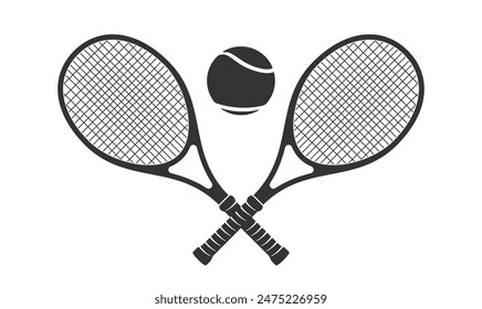 Logo de tenis con raquetas cruzadas y pelota sobre ellos