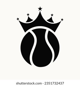 Tennis Logo Design Concept With Crown Icon. Tennis Sport Winner Symbol