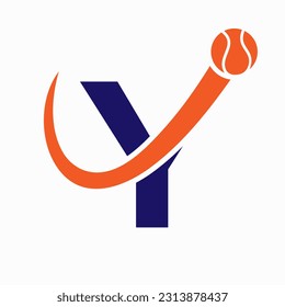 Tennis Logo Design On Letter Y Template. Tennis Sport Academy, Club Logo