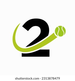 Tennis Logo Design On Letter 2 Template. Tennis Sport Academy, Club Logo