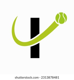 Tennis Logo Design On Letter I Template. Tennis Sport Academy, Club Logo