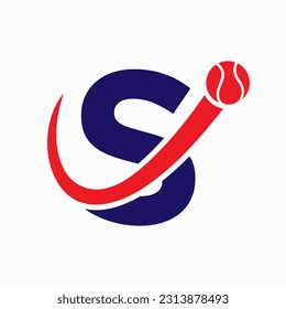 Tennis Logo Design On Letter S Template. Tennis Sport Academy, Club Logo