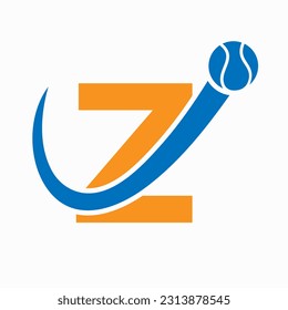 Tennis Logo Design On Letter Z Template. Tennis Sport Academy, Club Logo