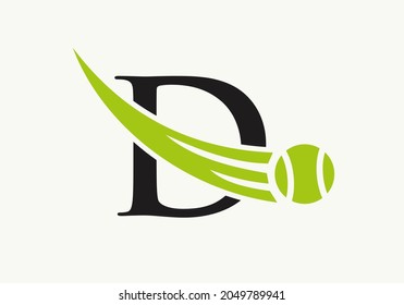 Plantilla De Diseño De Logotipo De Tenis En La Letra D. Academia Deportiva De Tenis, Logo Club Con Letra D 