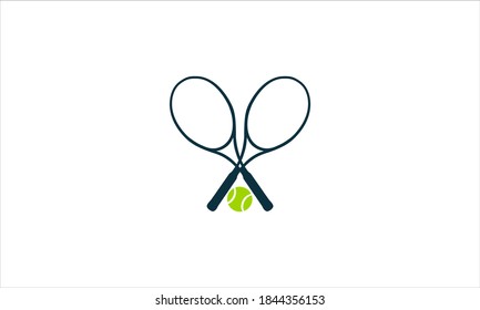 tennis Logo Design Template with two racket and ball 