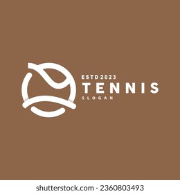 Tennis Logo Design, Tournament Sport, Ball And Racket Vector Simple Silhouette Illustration