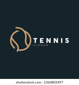 Tennis Logo Design, Tournament Sport, Ball And Racket Vector Simple Silhouette Illustration