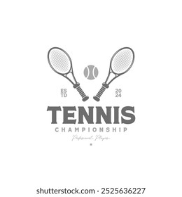 tennis logo double racket with ball illustration element vintage vector design