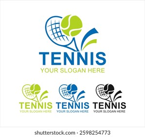 tennis logo emblem badge vector silhouette illustration for club, academy tournament logo modern minimalist