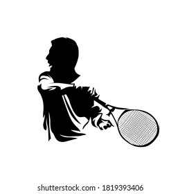 Tennislogo, einzelne Vektorsilhouette des Tennisspielers