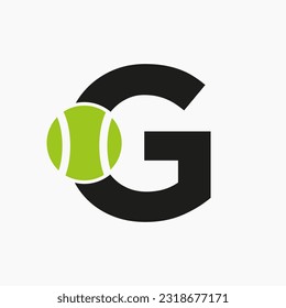 Tennis Logo On Letter G Concept. Tennis Sports Logotype Symbol Vector Template