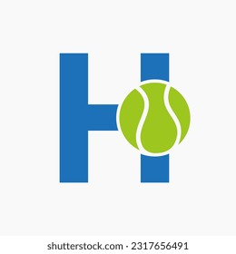 Tennis Logo On Letter H. Tennis Sport Academy, Club Logo Sign