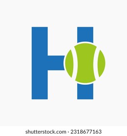 Tennis Logo On Letter H Concept. Tennis Sports Logotype Symbol Vector Template