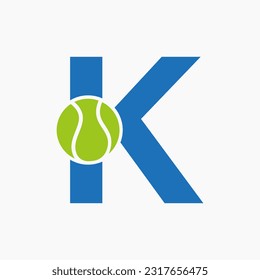Tennis Logo On Letter K. Tennis Sport Academy, Club Logo Sign
