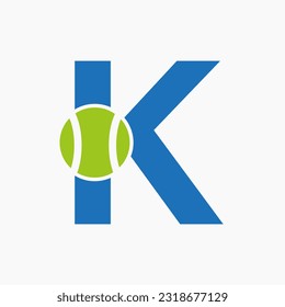 Tennis Logo On Letter K Concept. Tennis Sports Logotype Symbol Vector Template