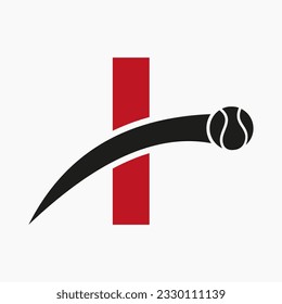 Tennis Logo On Letter I With Moving Tennis Ball Icon. Tennis Logo Template