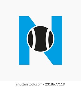 Tennis Logo On Letter N Concept. Tennis Sports Logotype Symbol Vector Template