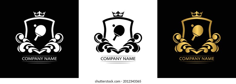 Tennis  logo Ping pong template luxury royal vector company  decorative emblem with crown  