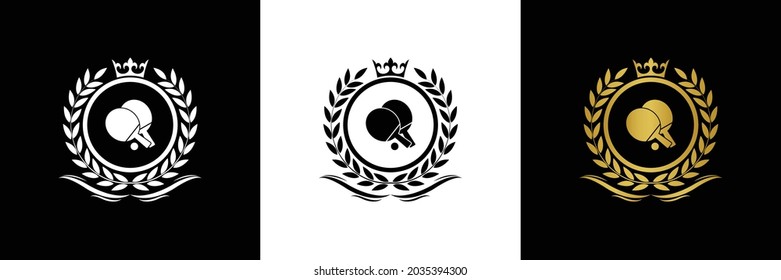 Tennis  logo Ping pong template luxury royal vector company  decorative emblem with crown  